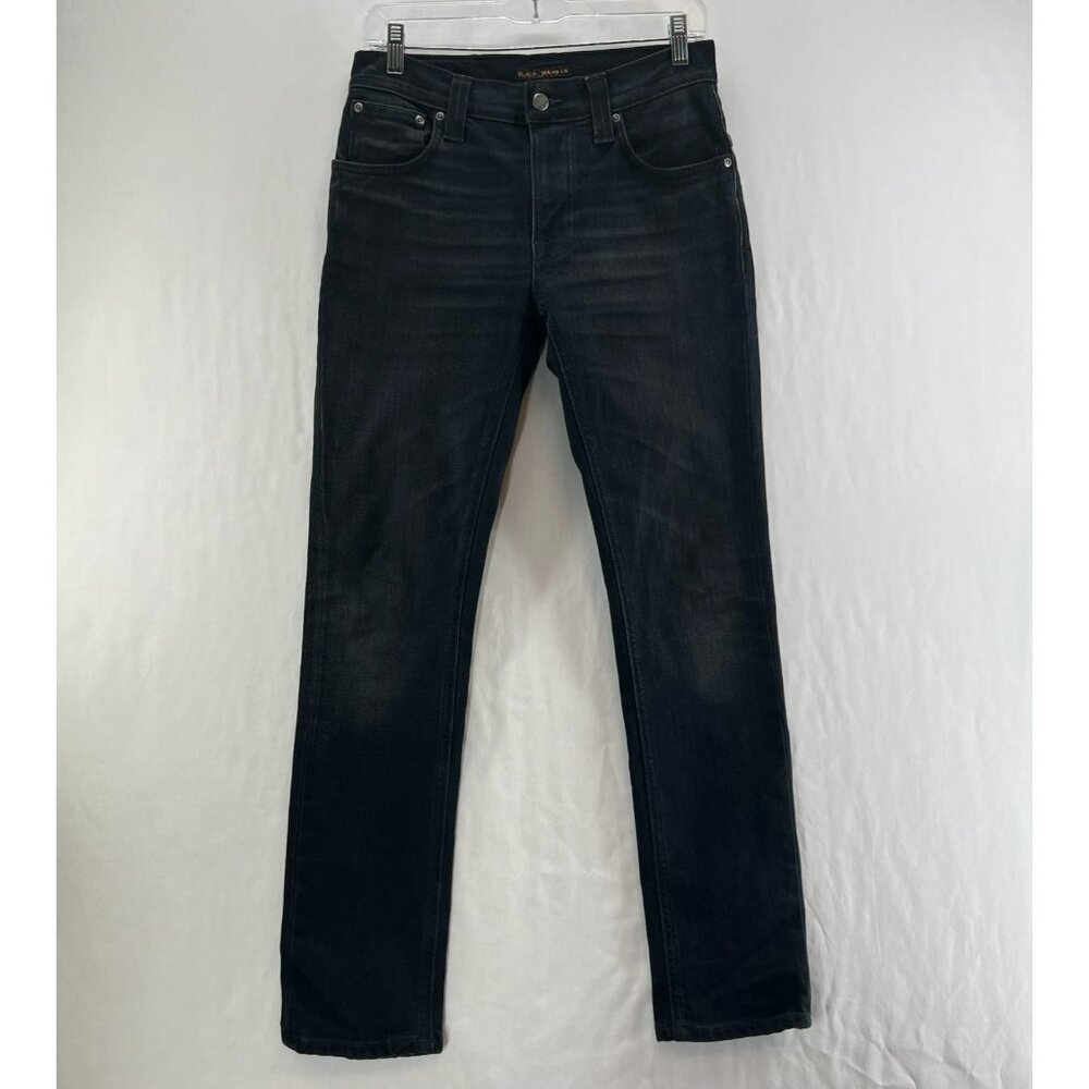 Nudie Jeans Co Organic Cotton Jeans Mens 28x30 Straight Zip Fly Dark Wash Denim